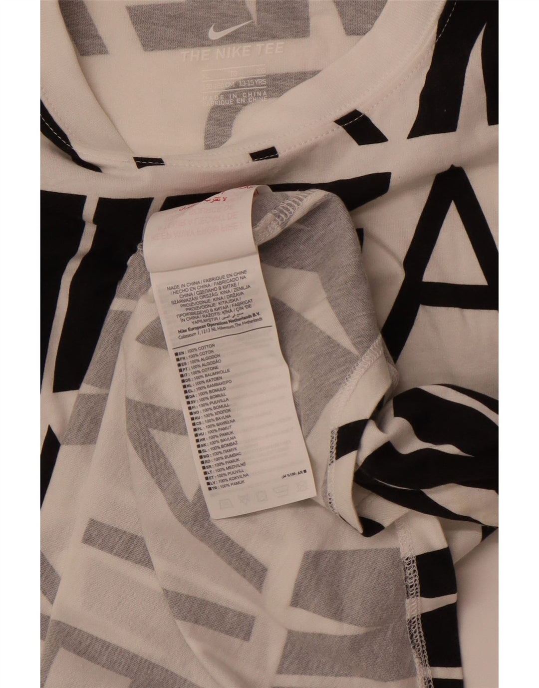 Майка с графическим рисунком NIKE для девочек 13–14 лет, размер XL, белый хлопок