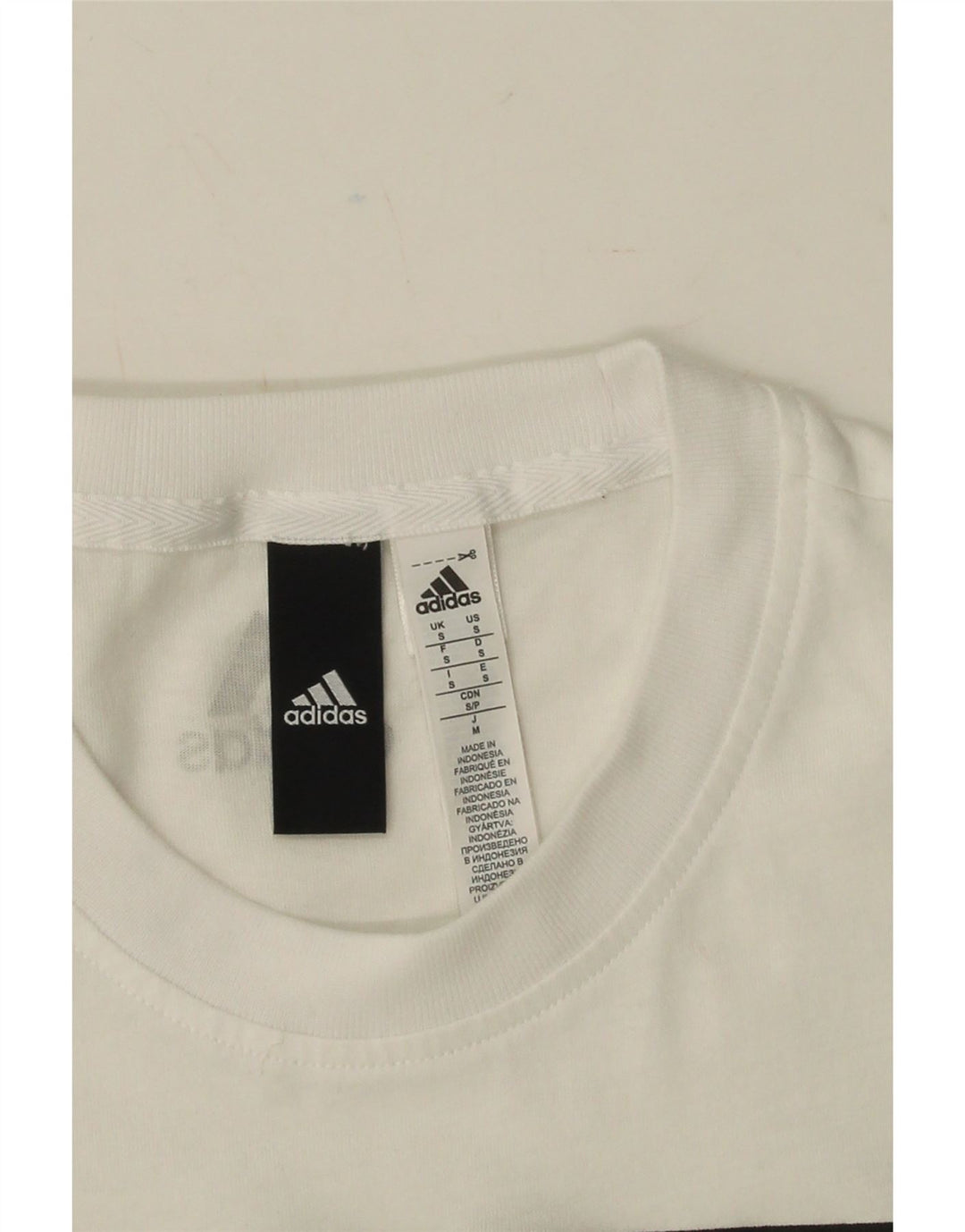 ADIDAS Mens Graphic T-Shirt Top Small White Cotton Vintage Adidas and Second-Hand Adidas from Messina Hembry 
