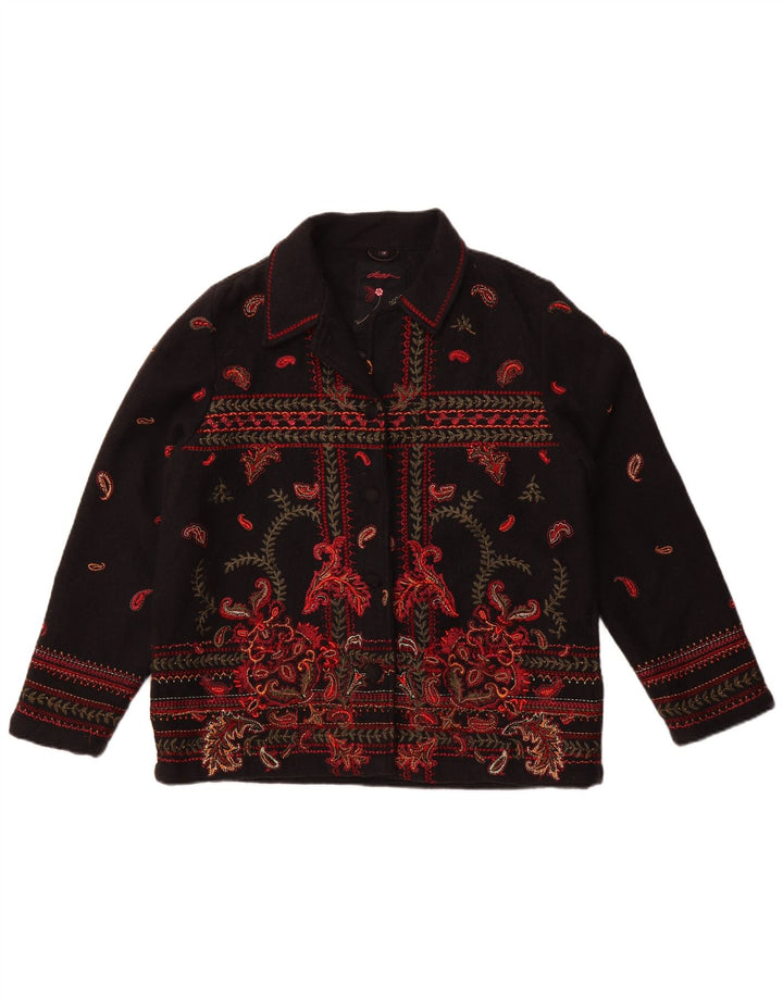 Женская куртка-бомбер Dash UK 14, большая черная шерсть с узором пейсли