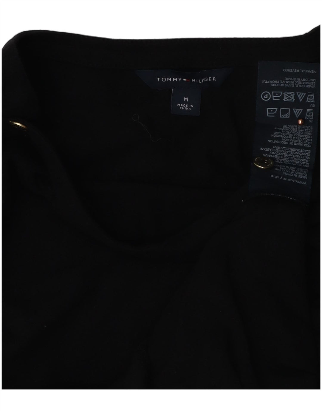 Женский топ Tommy Hilfiger с рукавом 3/4 UK 12, средний черный хлопок