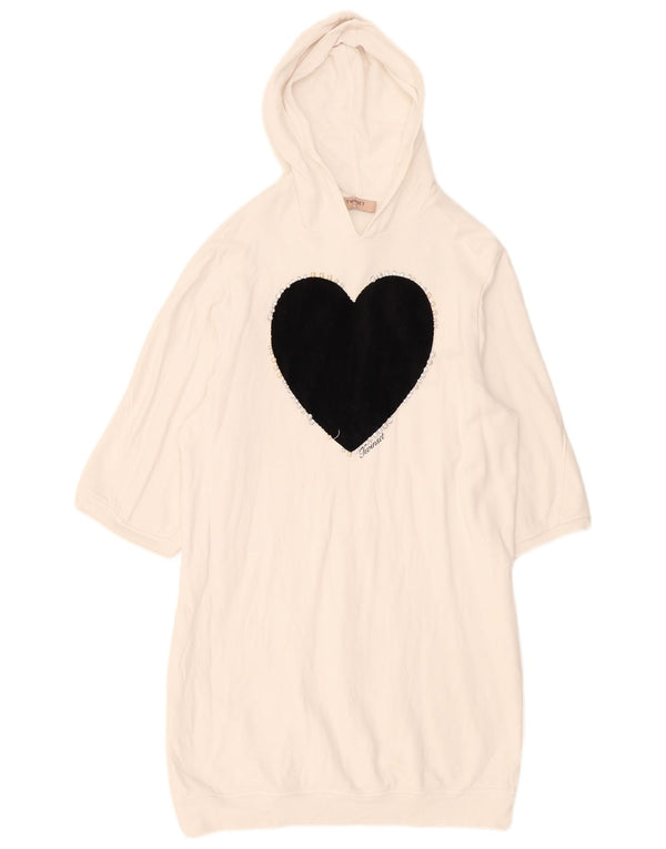 Женское платье с капюшоном Twinset с рукавом 3/4, Великобритания, 18 XL, белое сердце с цветными блоками