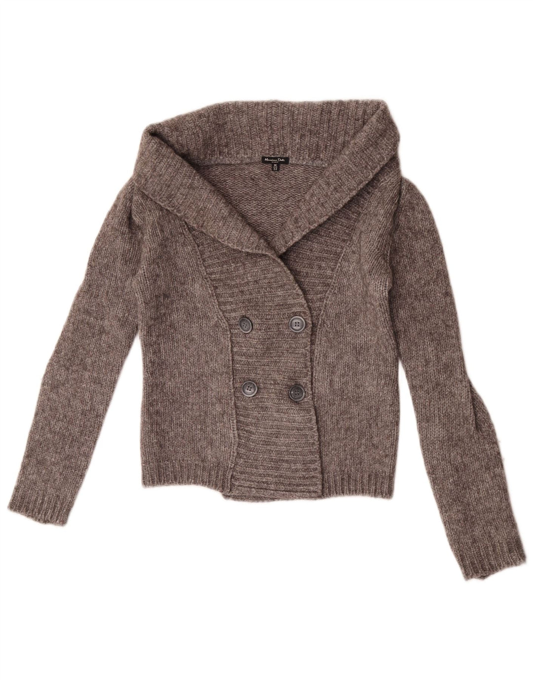 Женский укороченный кардиган Massimo Dutti UK 12, шерсть среднего серого цвета