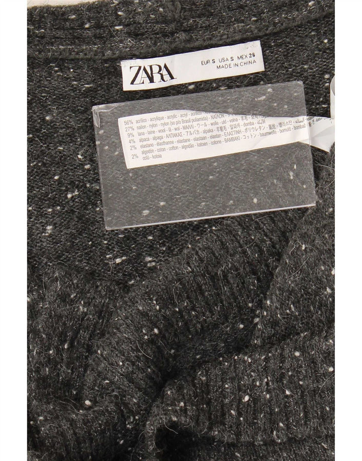 Женский удлиненный кардиган большого размера Zara UK 10, маленький серый в крапинку