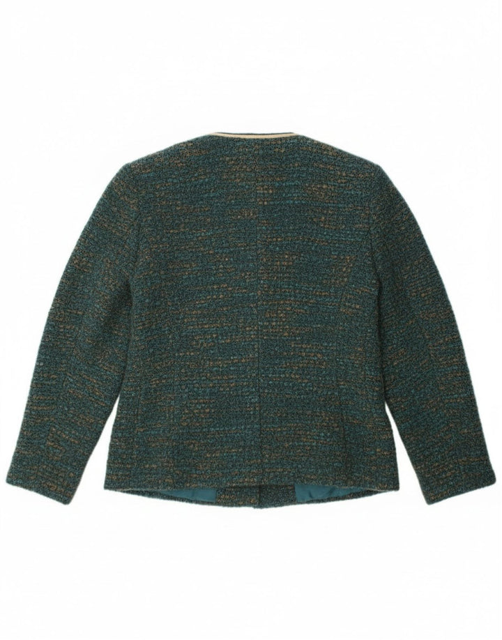 Винтажный женский пиджак на 4 пуговицах, Великобритания, 12, средний зеленый, в крапинку