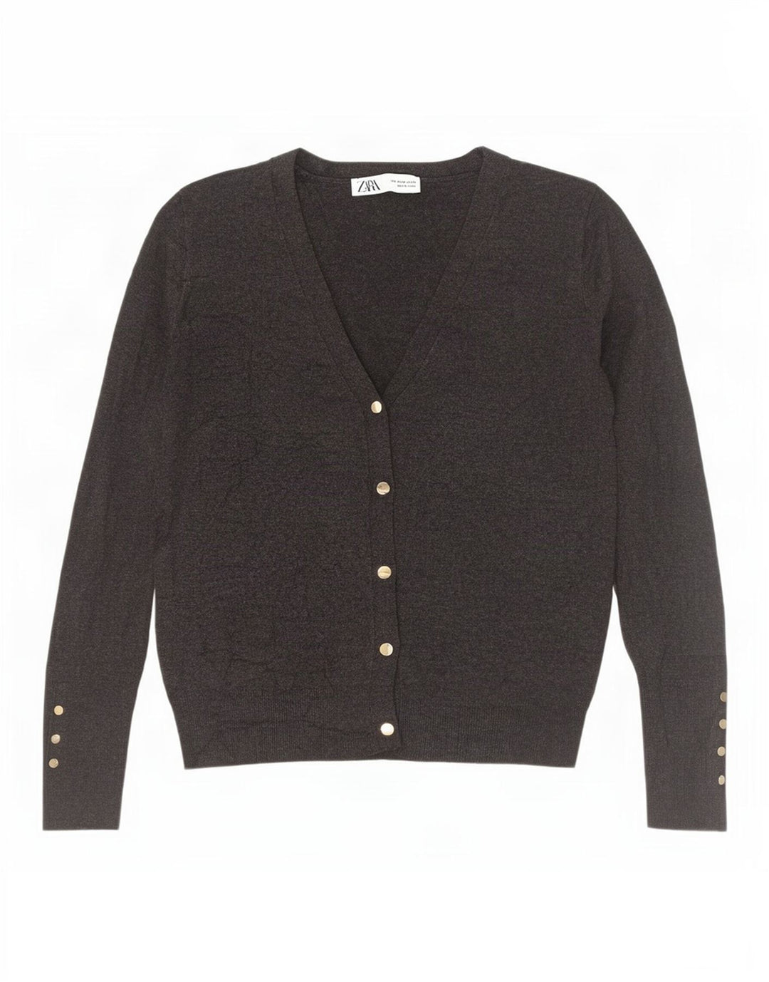 Женский кардиган Zara UK 12, вискоза среднего серого цвета