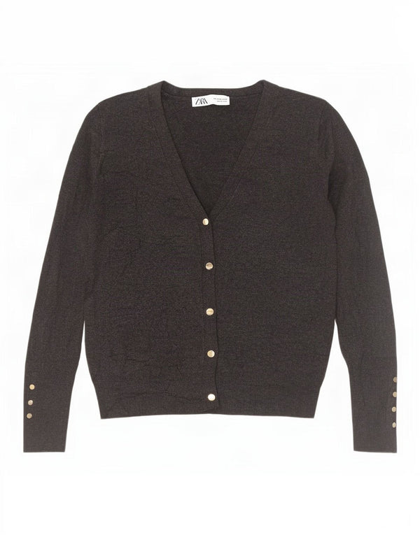Женский кардиган Zara UK 12, вискоза среднего серого цвета