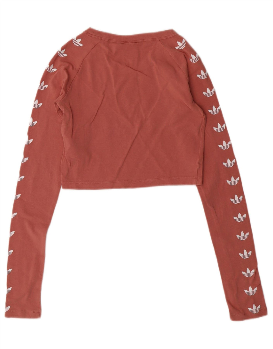 Женский укороченный топ с рисунком ADIDAS с длинным рукавом UK 6 XS, розовый хлопок