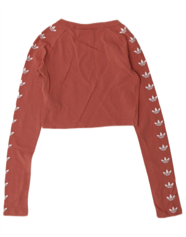 Женский укороченный топ с рисунком ADIDAS с длинным рукавом UK 6 XS, розовый хлопок