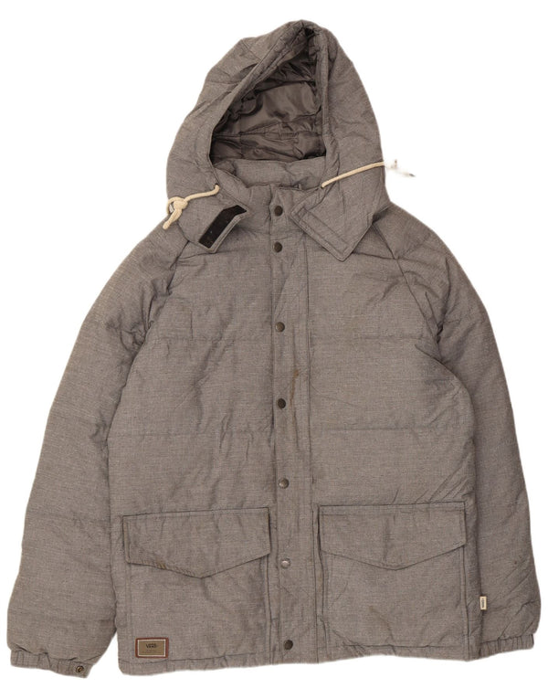 Мужская стеганая куртка VANS с капюшоном UK 38, средний серый нейлон