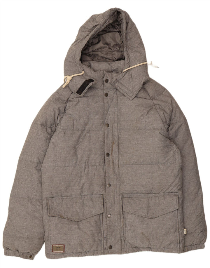 Мужская стеганая куртка VANS с капюшоном UK 38, средний серый нейлон
