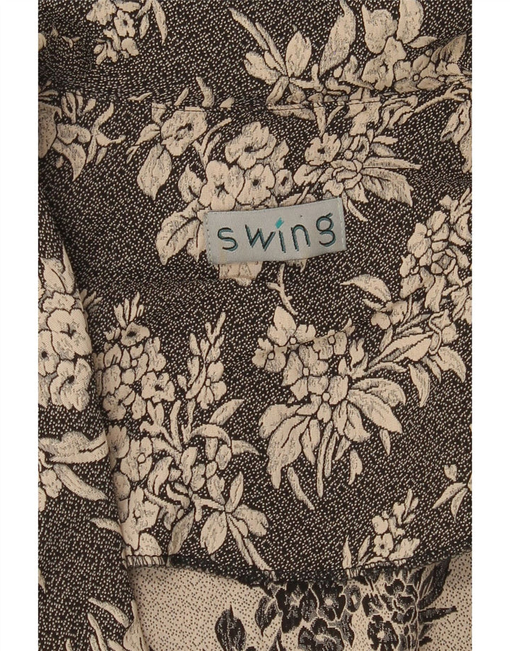 ВИНТАЖНЫЙ женский пиджак на 3 пуговицах, Великобритания, 10 маленьких размеров, черный с цветочным принтом