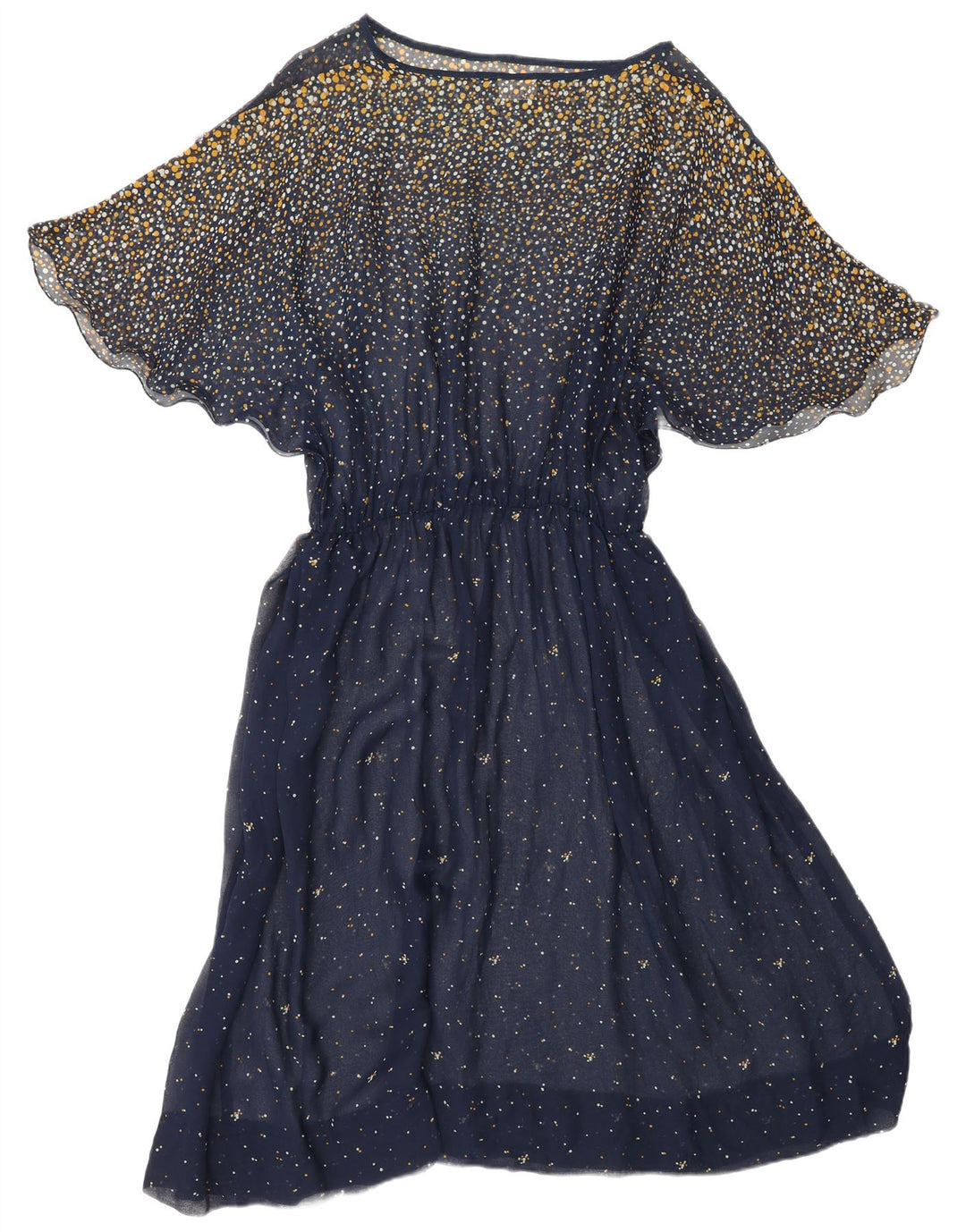 ВИНТАЖНОЕ женское платье макси с крыльями летучей мыши, Великобритания, 18 XL, темно-синее, пятнистое, из ацетата