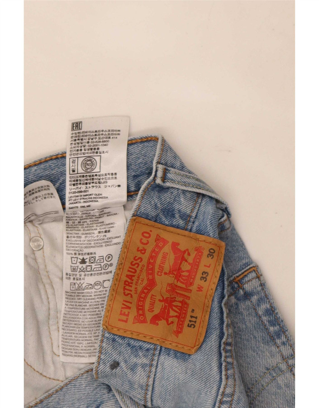Мужские джинсы Levi's 511 Slim W33 L30 синие, хлопок