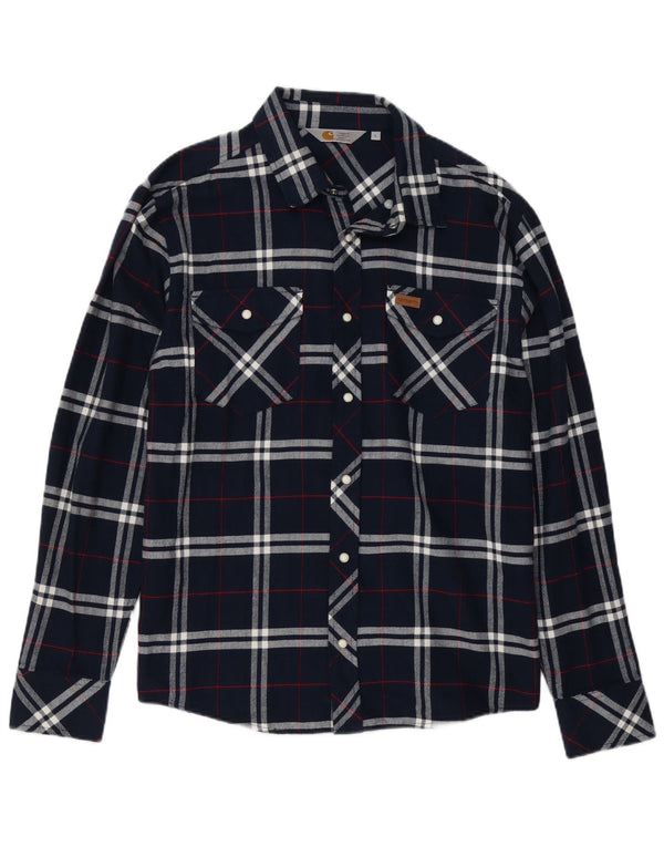 Мужская фланелевая рубашка Carhartt, большая темно-синяя клетка, хлопок