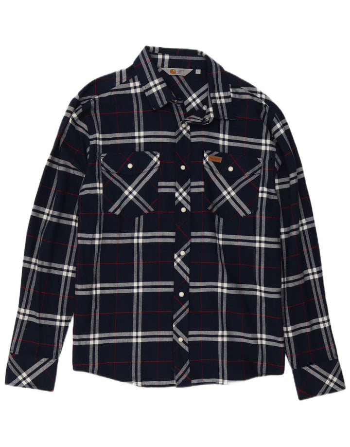 Мужская фланелевая рубашка Carhartt, большая темно-синяя клетка, хлопок