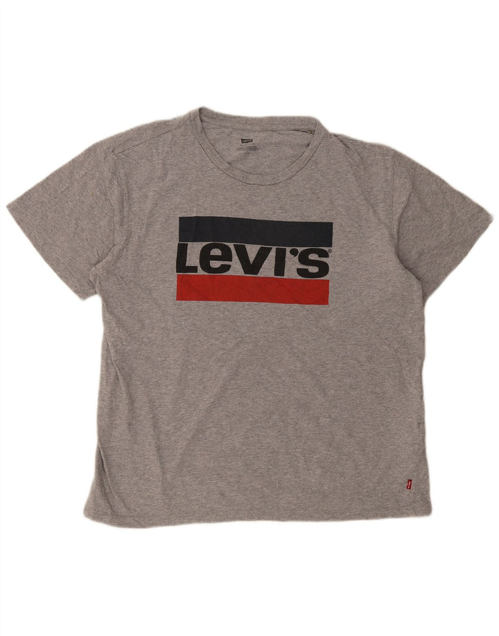 Мужская футболка с рисунком Levi's, большой серый хлопок с крапинками