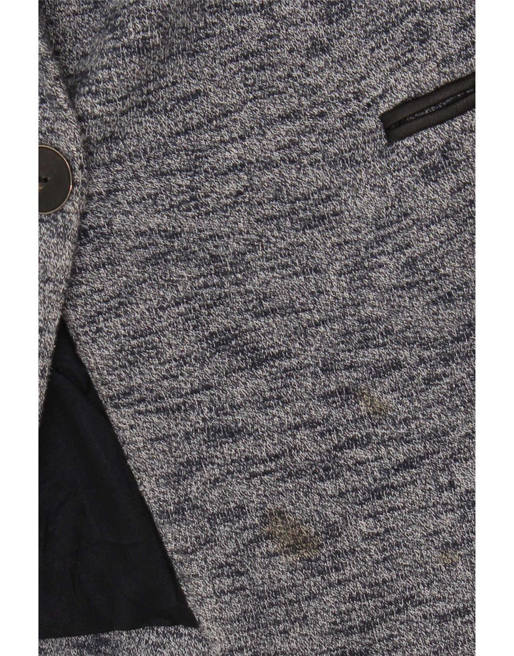 Женский пиджак на 1 пуговице Zara UK 6 XS, синий хлопок с крапинками