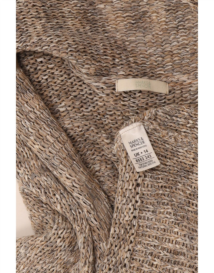 Женский кардиган с завязкой спереди Marks & Spencer UK 14, большой серый в крапинку