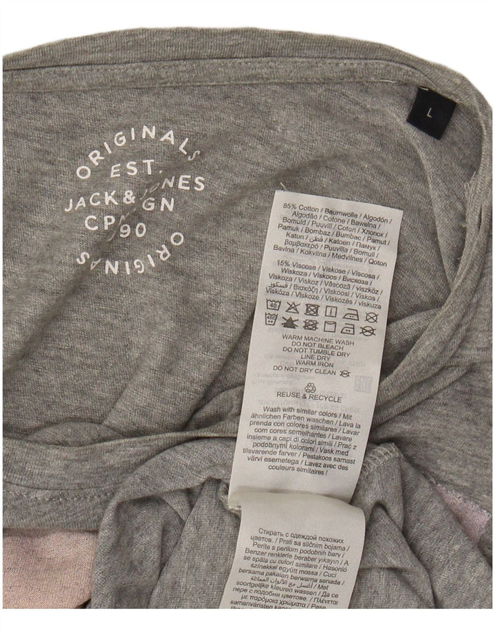 Мужская футболка с рисунком JACK & JONES, большой серый хлопок с крапинками