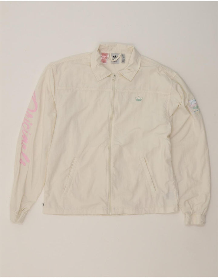 ADIDAS Boys Graphic Tracksuit Top Jacket 15-16 Years White Polyamide Vintage Adidas and Second-Hand Adidas from Messina Hembry 