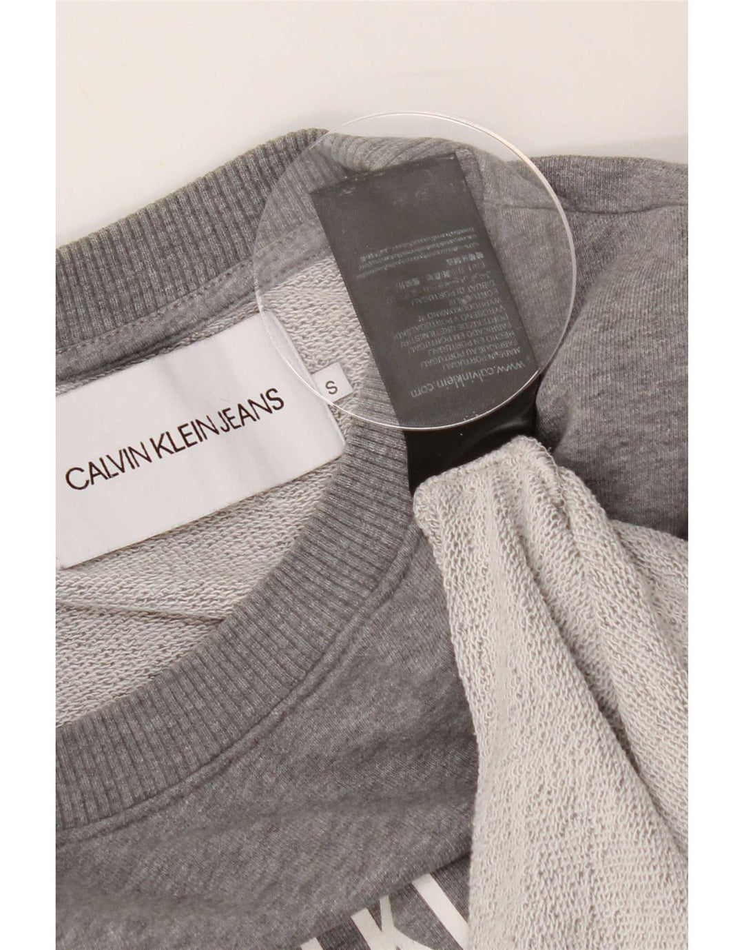 Мужской свитшот с рисунком Calvin Klein Jeans, маленький серый хлопковый джемпер