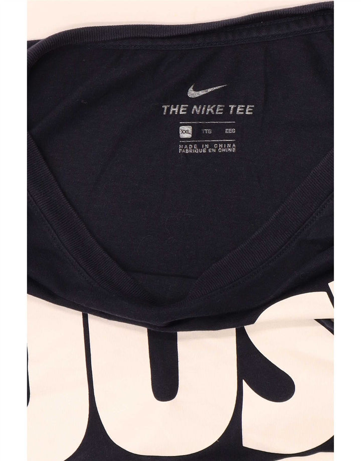 Мужская футболка с рисунком Nike с длинным рукавом 2XL, темно-синяя
