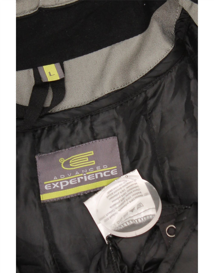 Винтажная мужская лыжная куртка UK 40, большая серая, полиамид с цветными блоками