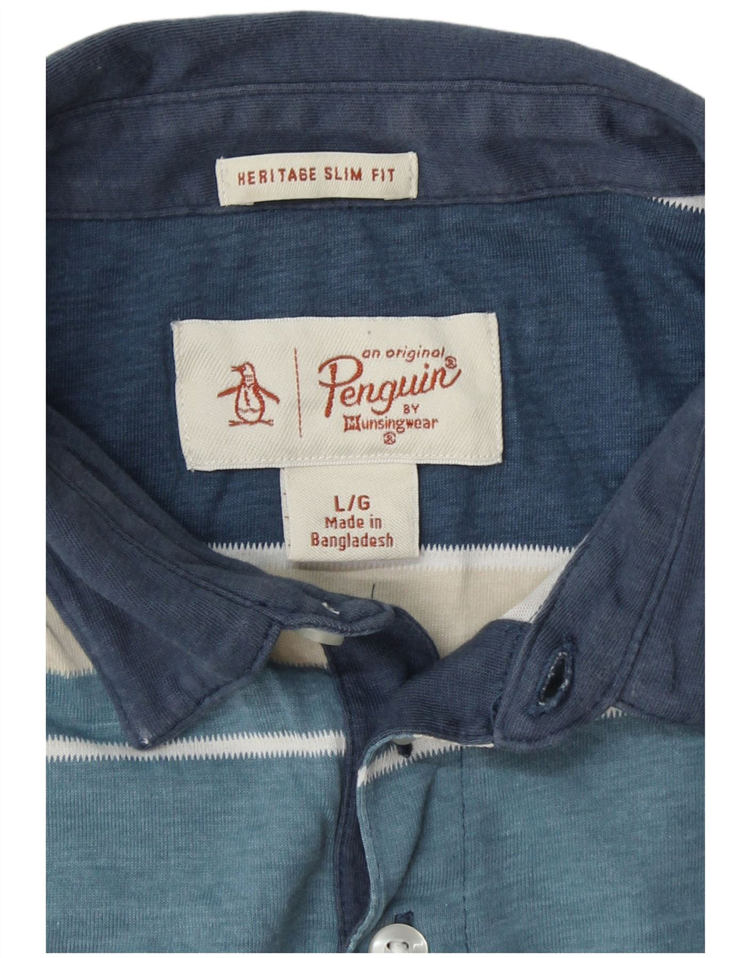 Мужская рубашка поло приталенного кроя PENGUIN Heritage, большая синяя цветных блоков