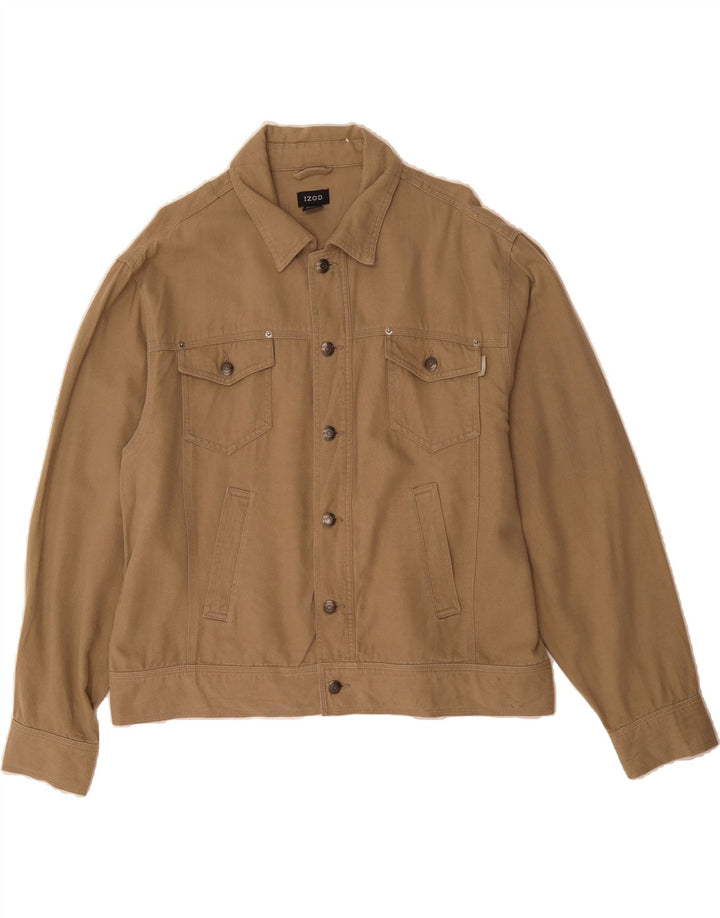 IZOD Mens Denim Jacket UK 40 Large Beige Cotton Vintage Izod and Second-Hand Izod from Messina Hembry 