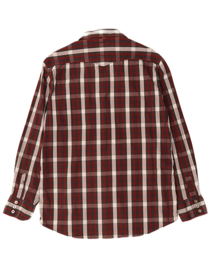 Мужская рубашка Jack & Jones в крупную бордовую клетку из хлопка