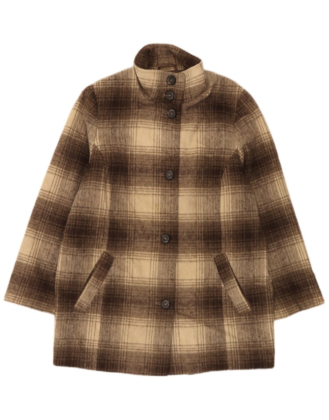 Женское пальто Marks & Spencer UK 18 XL, коричневое акрил в клетку