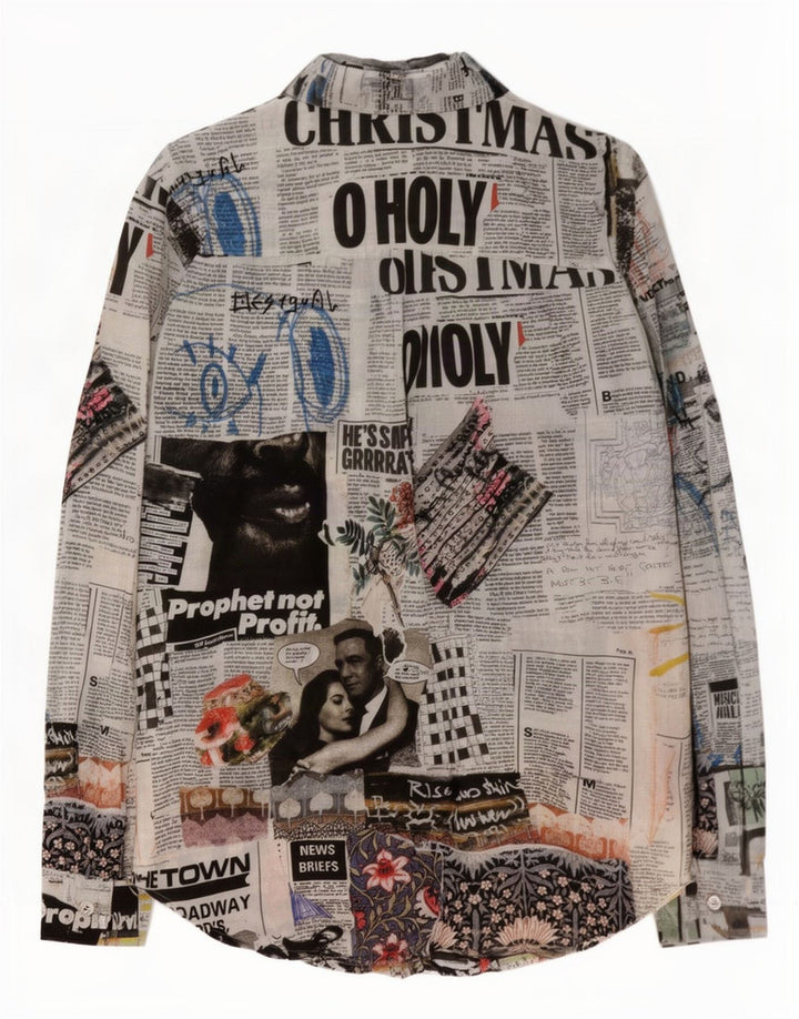 Женская рубашка с газетным рисунком Desigual UK 14, средний разноцветный хлопок
