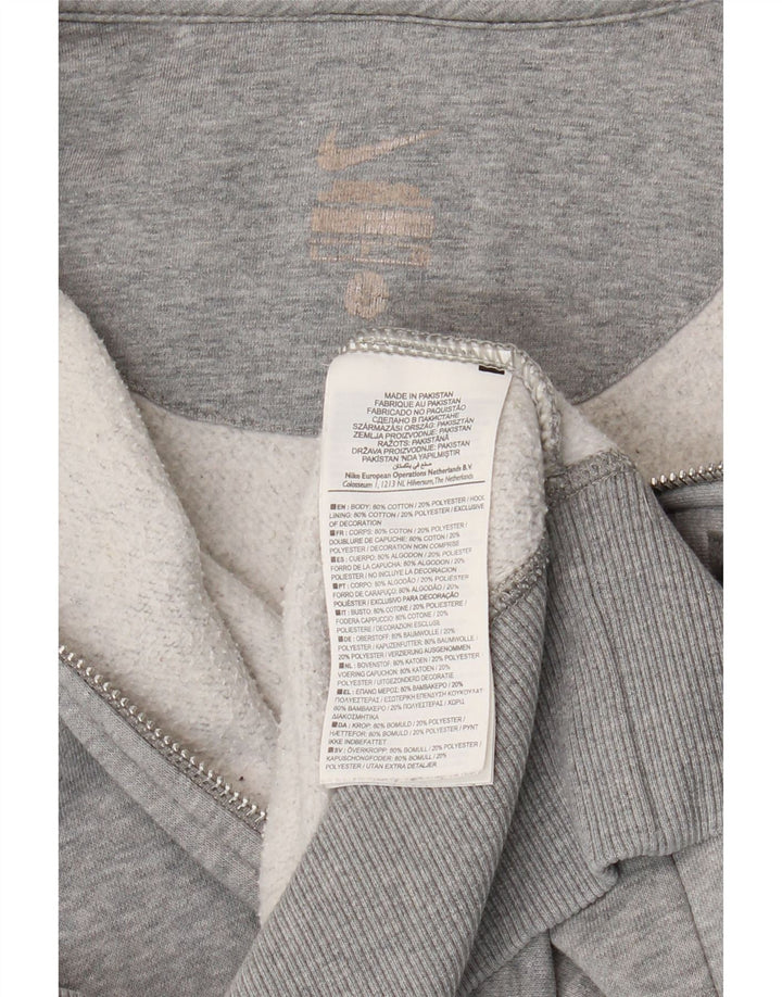 Мужской свитер с капюшоном на молнии с графическим рисунком Nike, маленький серый хлопковый