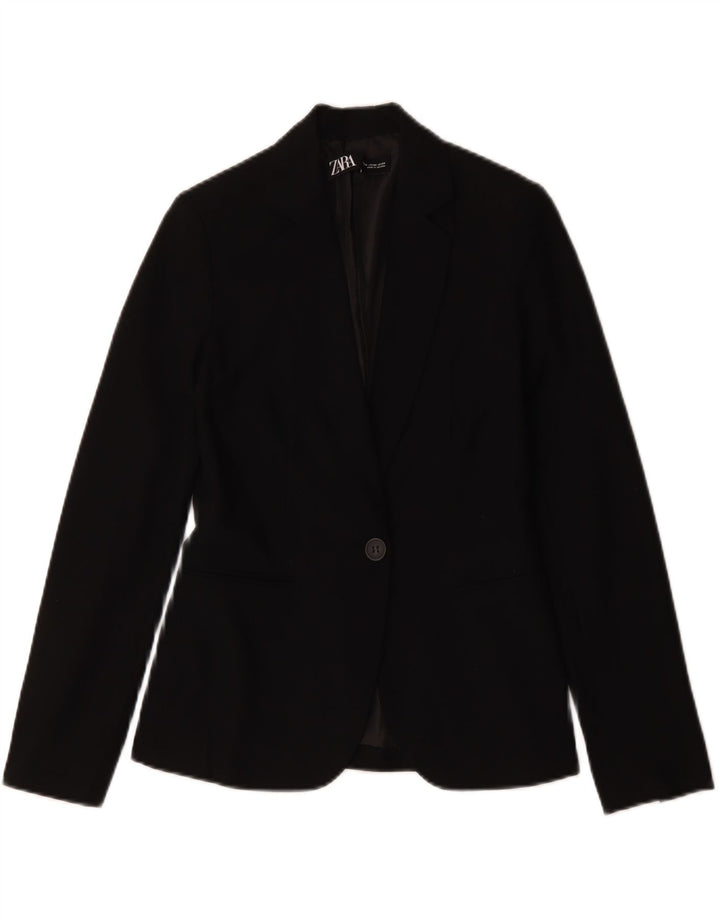Женский пиджак на 1 пуговице Zara EU 34 2XS, черный полиэстер