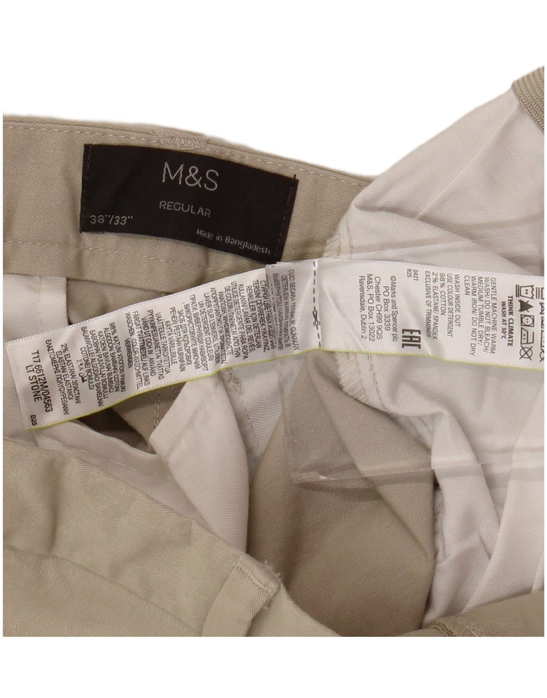 Мужские прямые брюки чинос MARKS & SPENCER W38 L33, бежевый хлопок