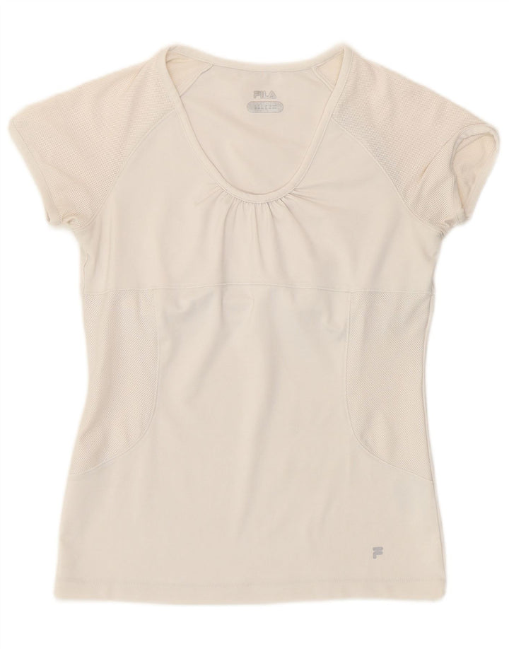 FILA Womens T-Shirt Top UK 12 Medium White Polyester