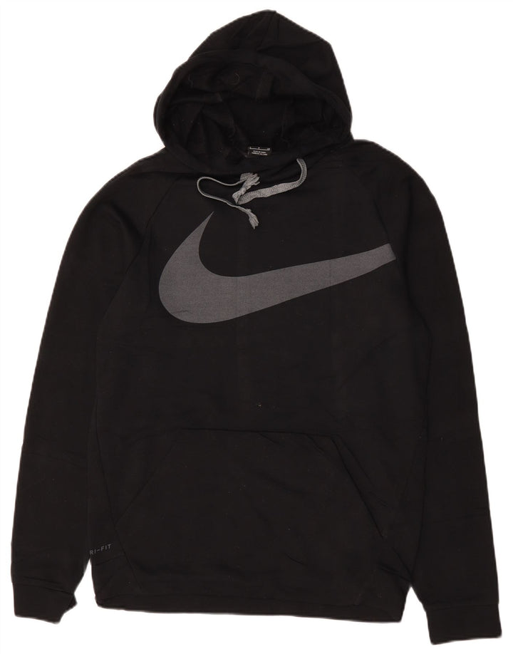 Мужской джемпер с капюшоном с графическим рисунком Nike Dri Fit, маленький черный, полиэстер