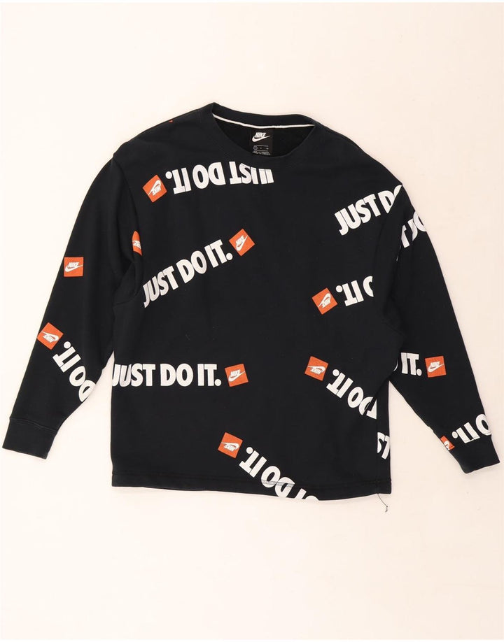 Мужской свитшот с графическим рисунком NIKE, маленький темно-синий, хлопковый