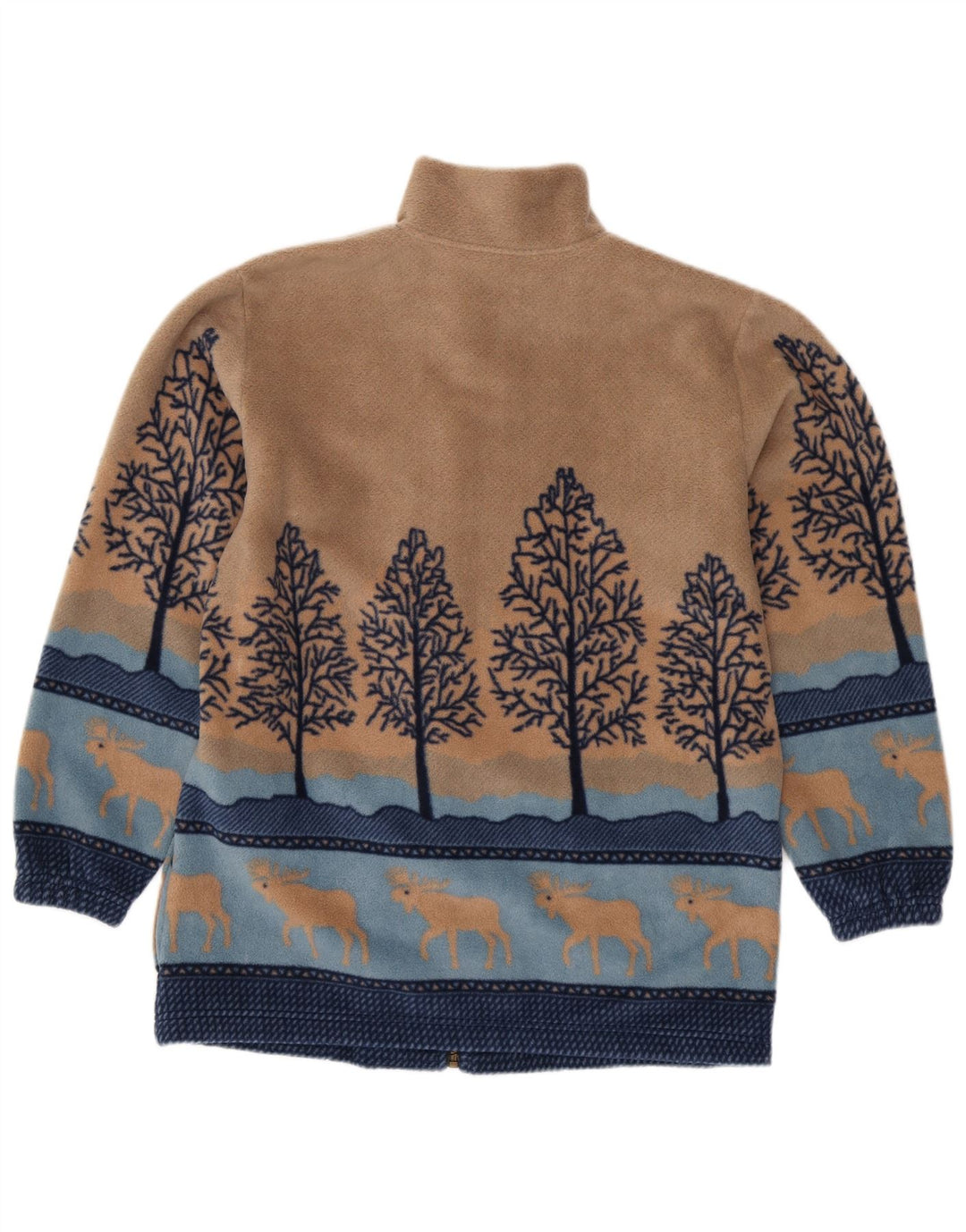 ВИНТАЖНАЯ женская флисовая куртка UK 14/16, большой бежевый полиэстер с животным принтом