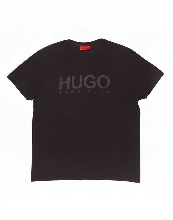 Мужская футболка с рисунком Hugo Boss, топ XL, черный хлопок