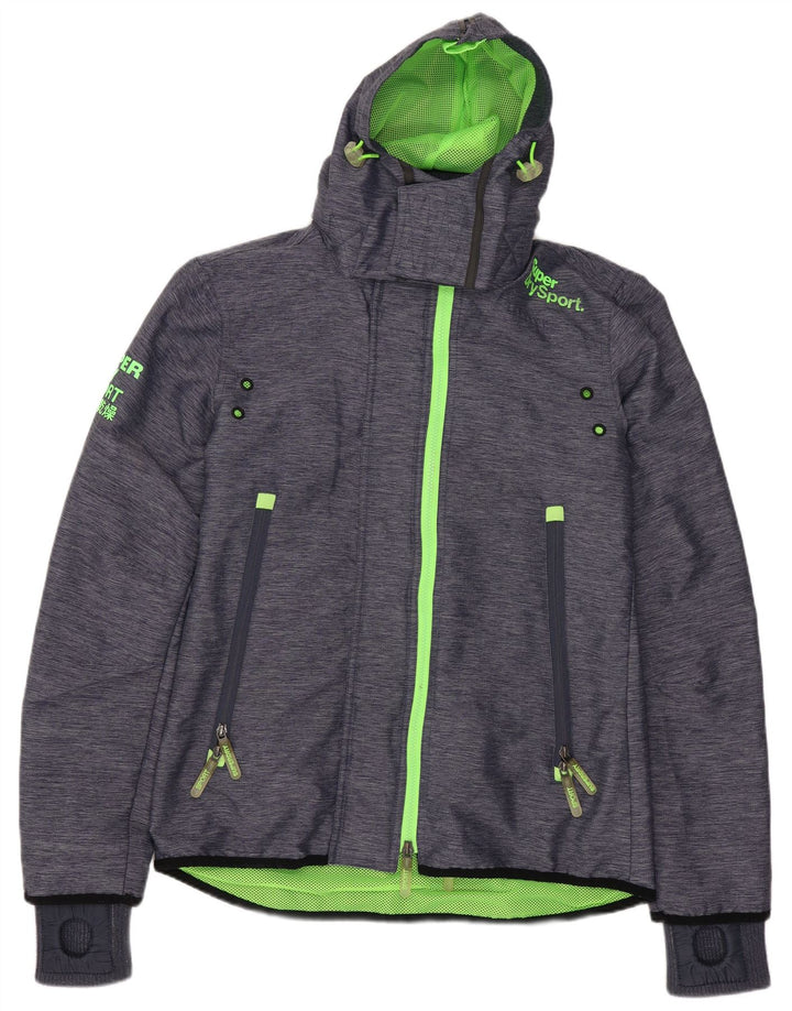 Женская ветровка с капюшоном Superdry UK 14, средний темно-синий нейлон