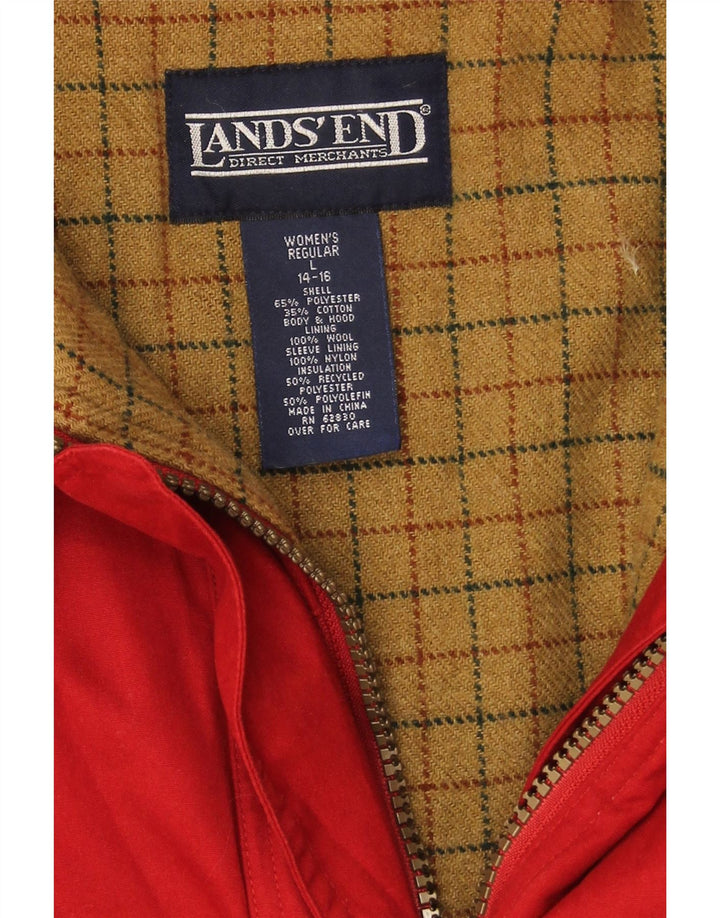 LANDS END Womens Oversized Hooded Windbreaker Coat UK 14/16 Large Red Vintage Lands End and Second-Hand Lands End from Messina Hembry 