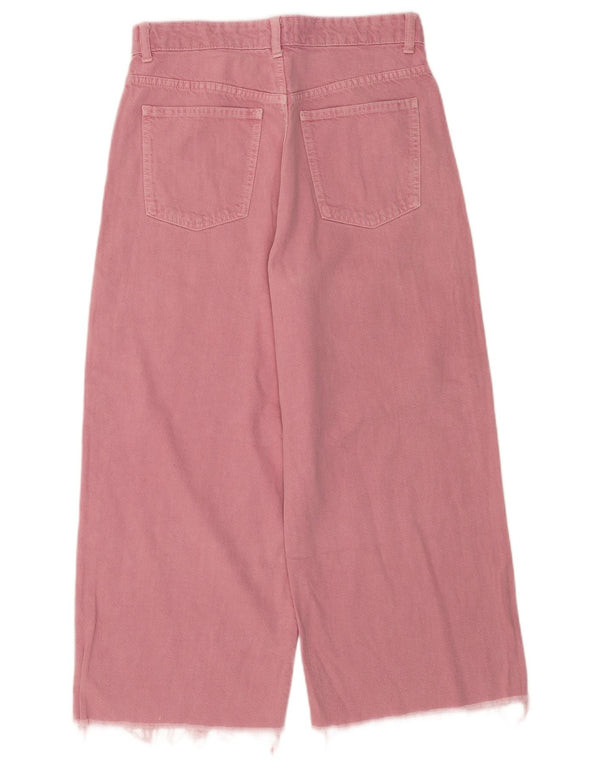 Женские укороченные широкие джинсы Zara EU 40 Medium W30 L24, розовый хлопок