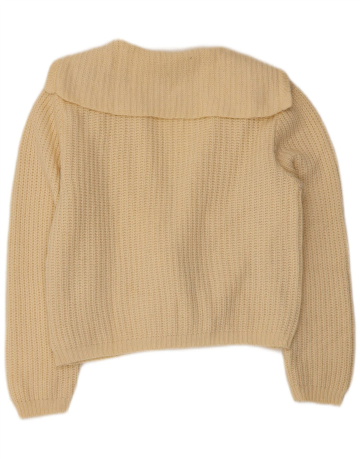 BENETTON Женский укороченный кардиган-свитер IT 46, большой, белая шерсть