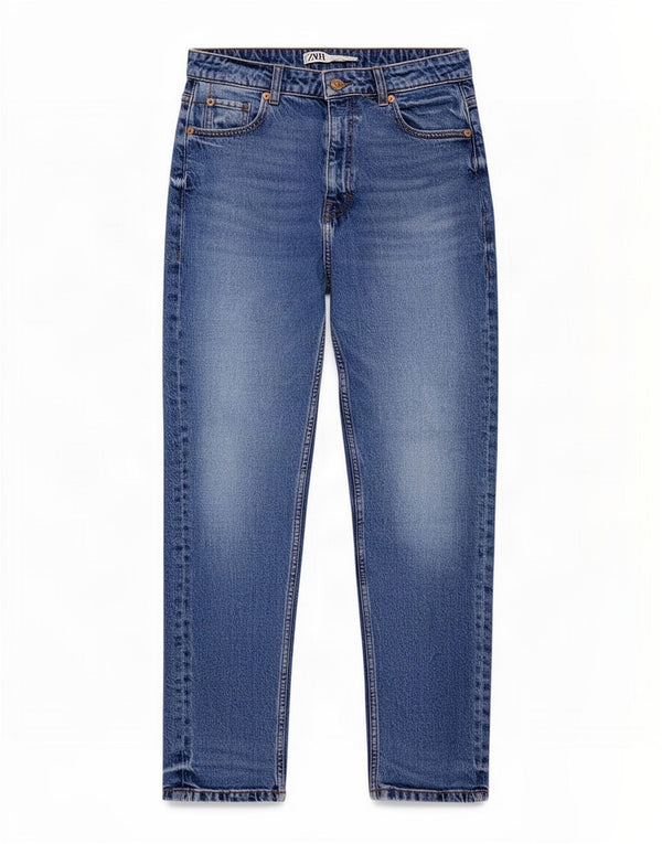Женские укороченные зауженные джинсы с высокой талией Zara EU 38, маленькие W28 L26, синие