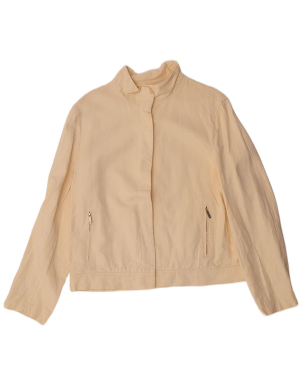 Calvin Klein Womens Bomber Jacket US 8 Medium Off White Linen