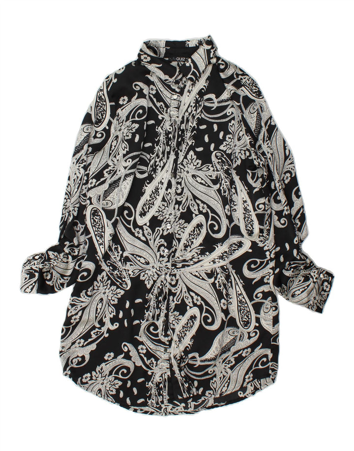QUIZ Womens Shirt Dress UK 12 Medium Black Paisley Polyester Vintage Quiz and Second-Hand Quiz from Messina Hembry 