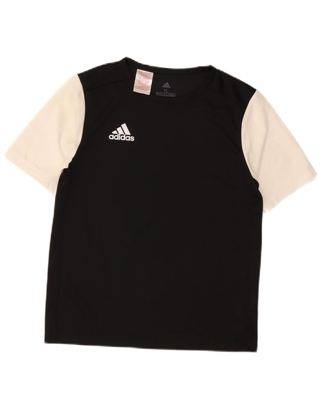 Футболка Adidas для мальчиков, топ 13-14 лет, черный полиэстер с цветными блоками