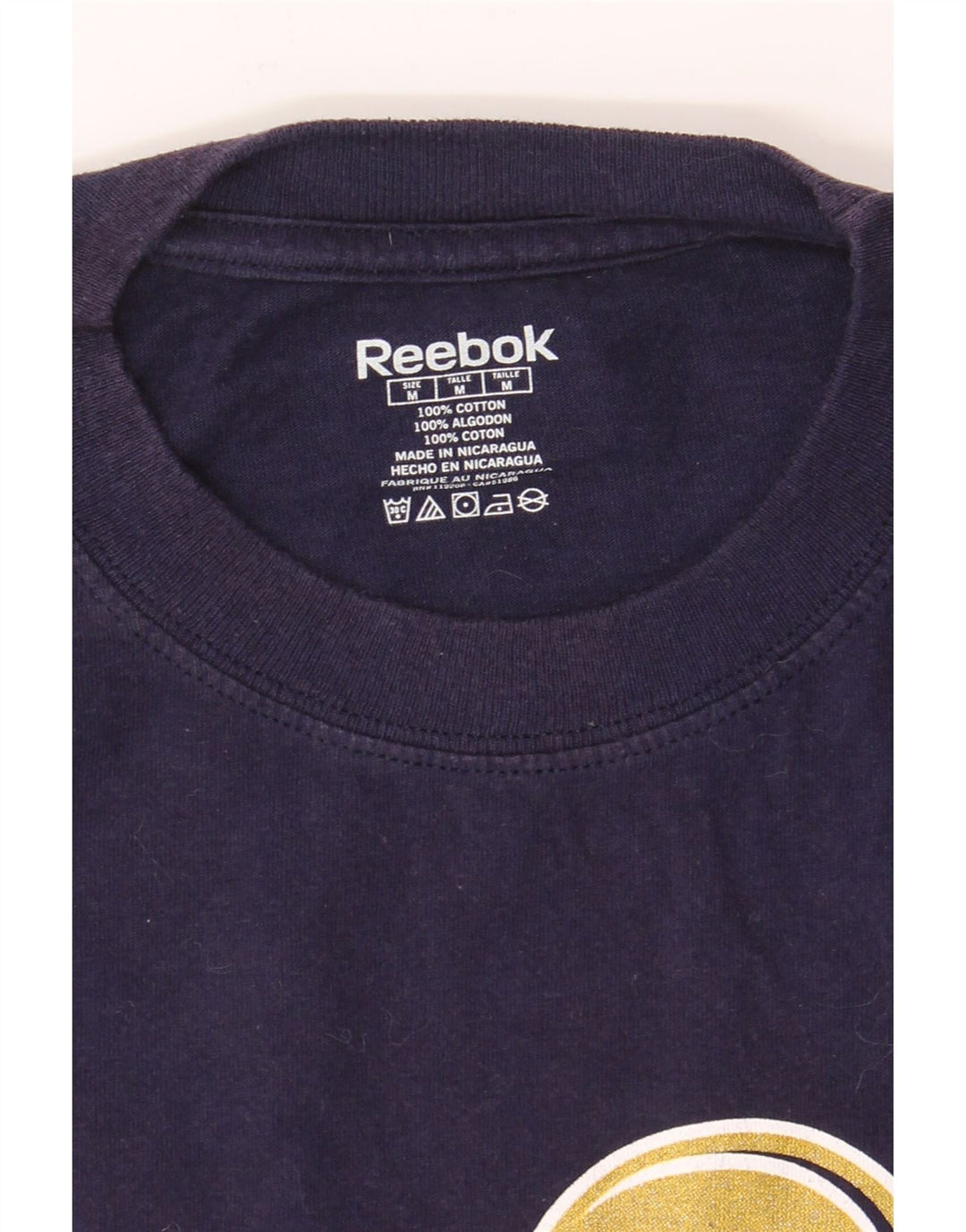 REEBOK Mens St. Louis Rams Graphic T-Shirt Top Medium Navy Blue Cotton Vintage Reebok and Second-Hand Reebok from Messina Hembry 