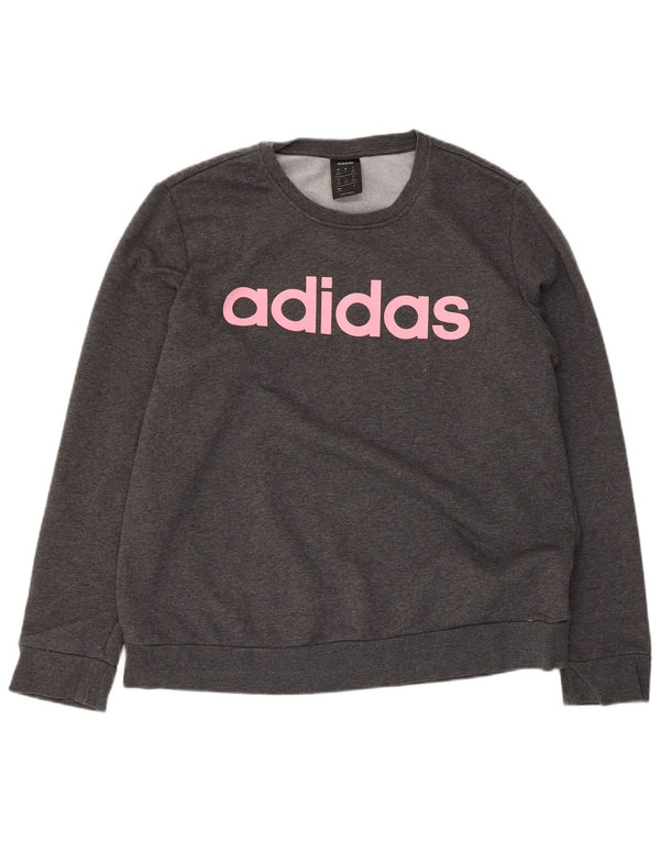 Женский джемпер с рисунком Adidas UK 20/22 XL, серый хлопок